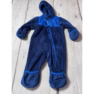 The North Face Fleece Bunting Infant 6-12M Blue Hooded Zip Front Snowsuit